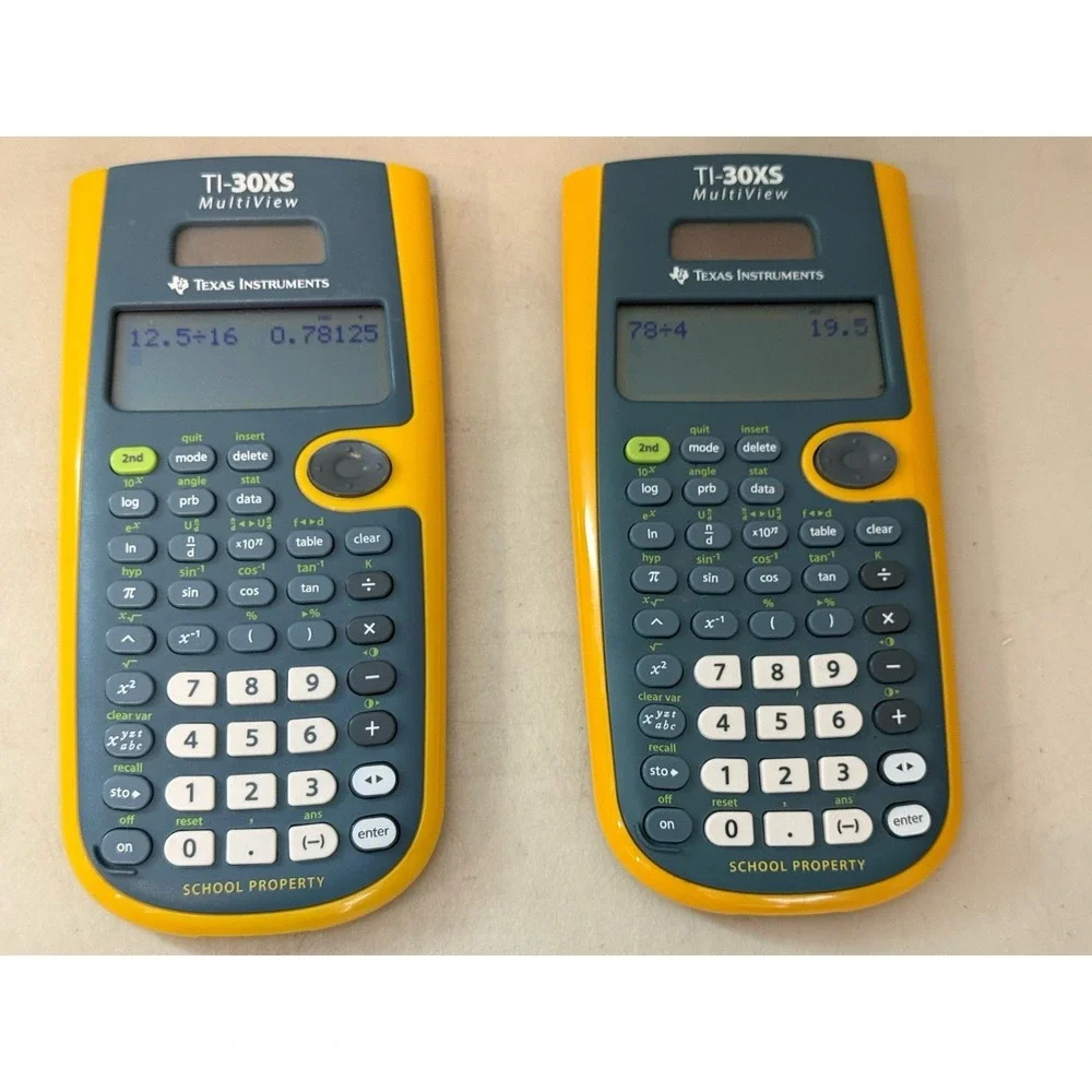 2 Texas Instruments TI-30XS MultiView Scientific Calculators Yellow Academia